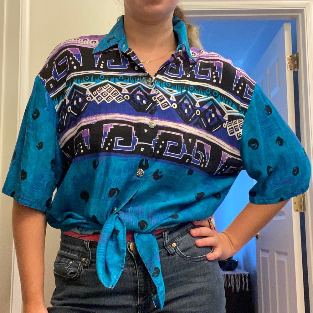 Geometric Short Sleeve Button Down VINTAGE